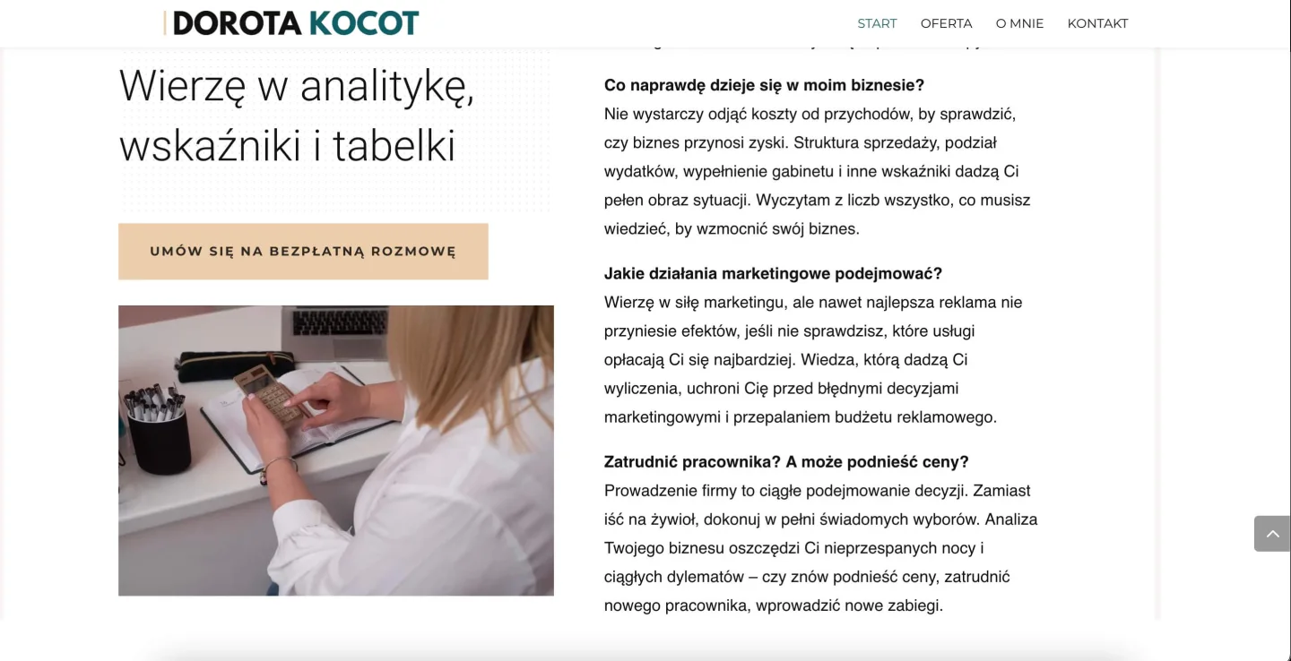 Teksty na stronę internetową Doroty Kocot