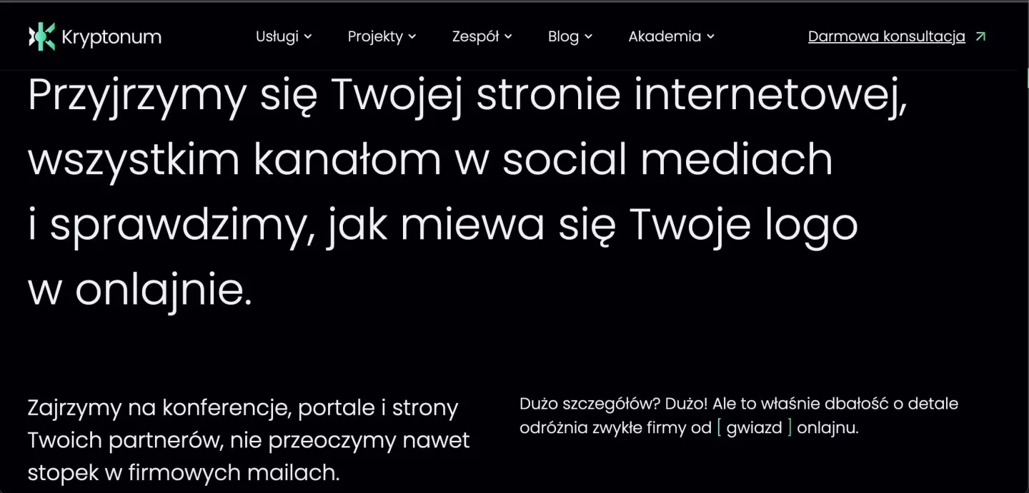 Copywriting podszyty strategią dla Kryptonum